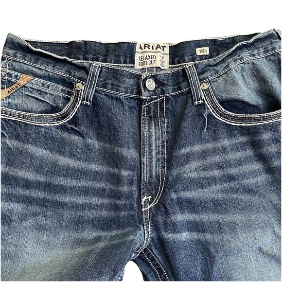 Ariat M4 Low Rise Relaxed Boot Cut Jeans Size 38X34 Blue Coltrane Durango - Picture 4 of 8